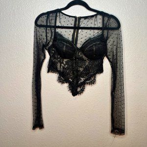 Black Long Sleeved Lace Top